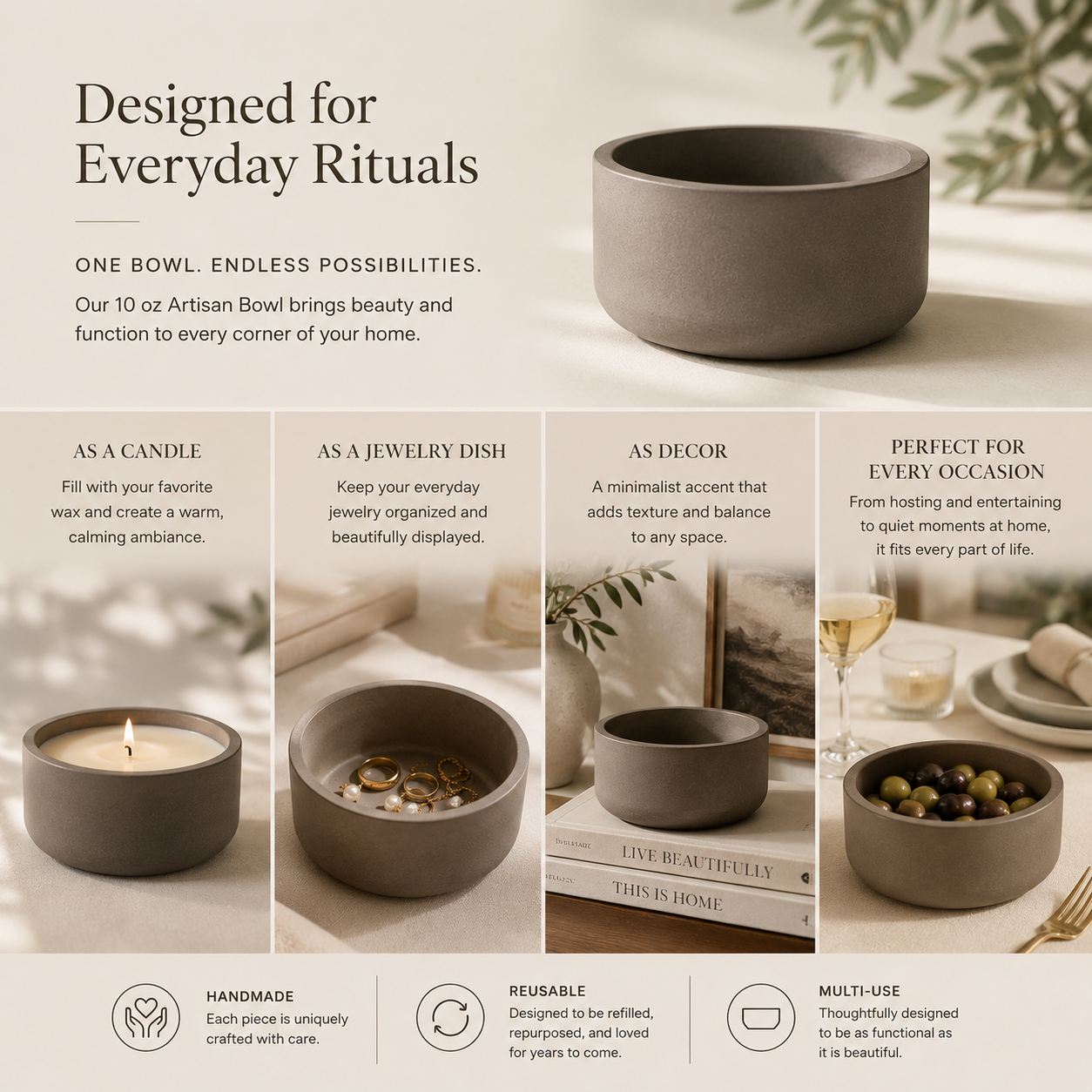 Everyday Artisan Bowl | 10 oz Artisan Candle Vessel