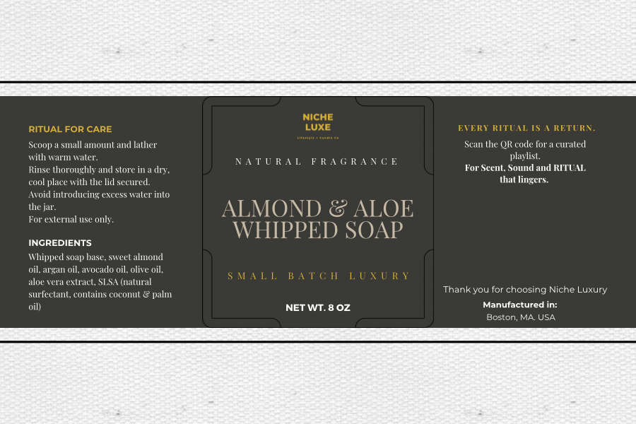 Almond & Aloe Whipped Soap (8 oz Amber Jar)